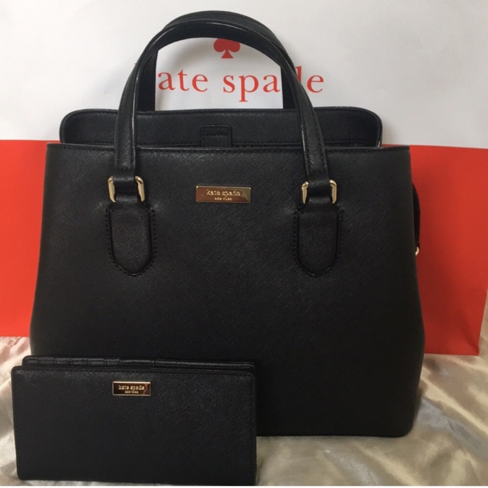 NWT Kate Spade Black Evangelie Bag & Wallet Set